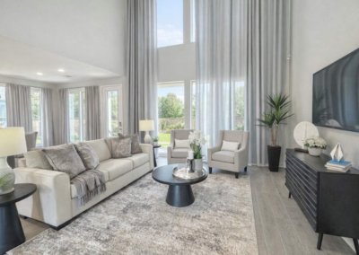 Living room after professional vacant home staging in Katy, Texas